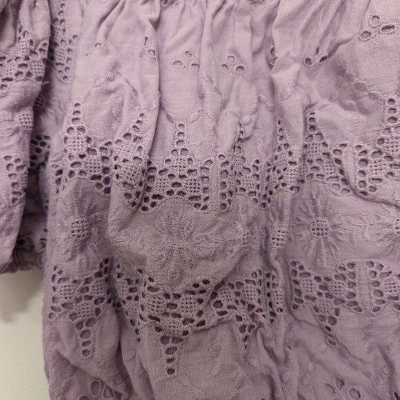 Lavender eyelet off the shoulder crop top - Picture 2 of 2
